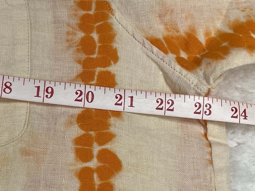 New Faherty Shibori Palma Linen Shirt Camp Citrus Valley/Orange Cream NWT $168 - Picture 12 of 16
